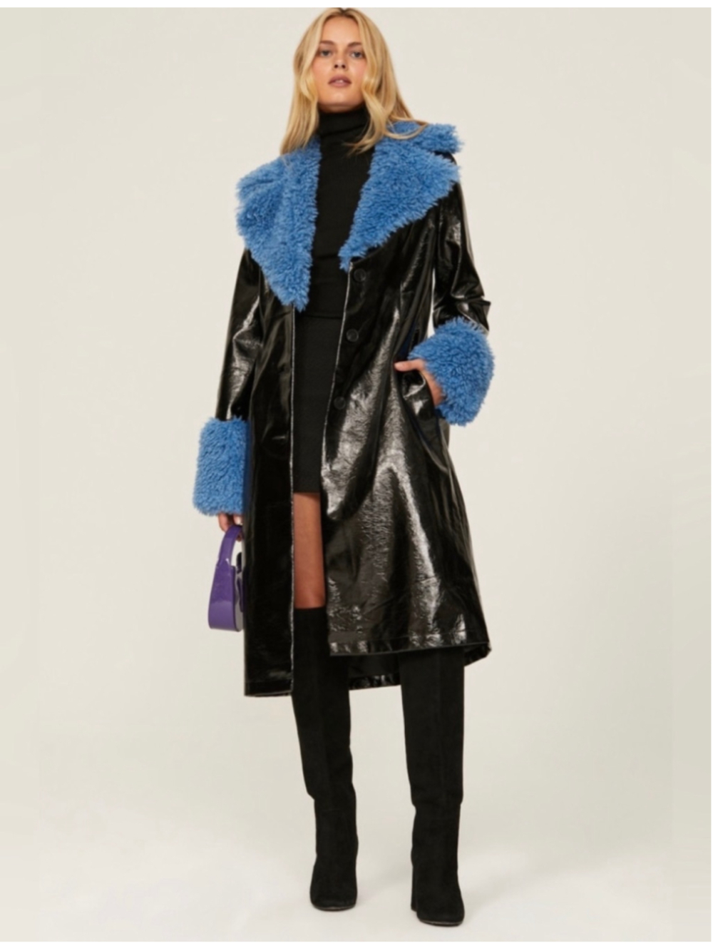 Love Whit Street Style Sherpa Collar Midi Coat